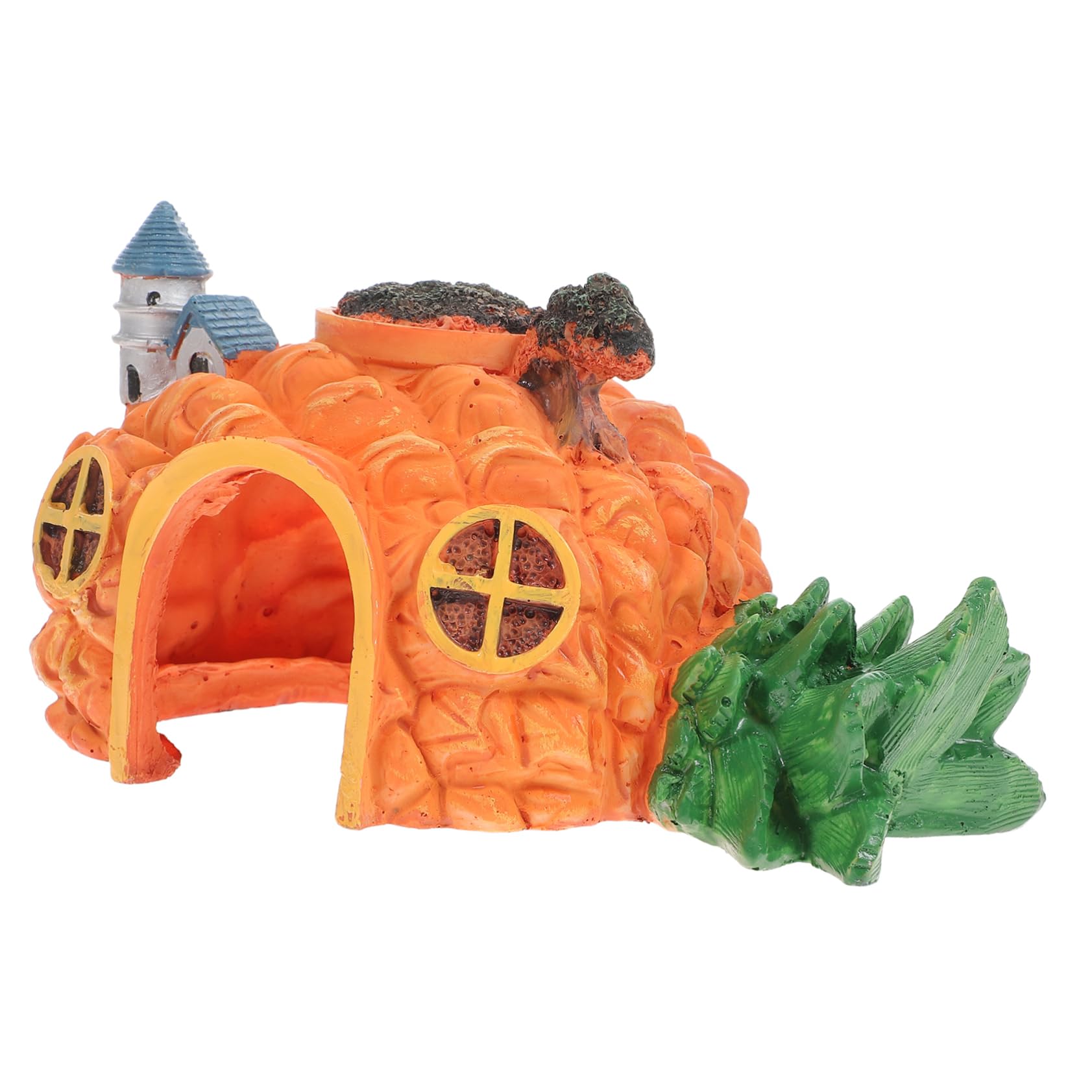 Mikikit Reptile Rest House Pineapple Hideaway for Turtles Hamsters and Fish Tanks Durable Resin Decoration for Hiding Resting and Sunbathing Aquatic Habitat