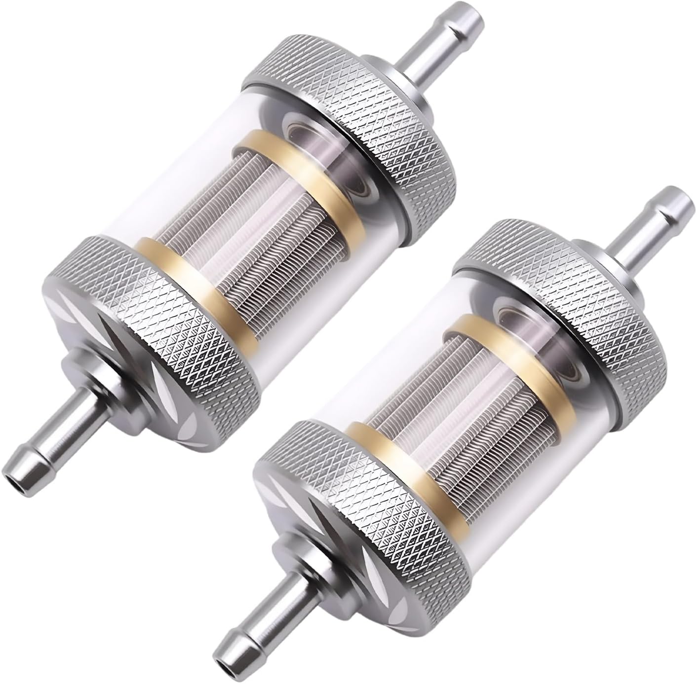 2 PCS 1/4" Universal Fuel Filter, 5.5mm Inline Transparent Motorcycle Fuel Gas Filter Replacement, Portable Small Gasoline Engine Filters for Most Motorcycles ATVs Dirt Bikes (2 PCS)