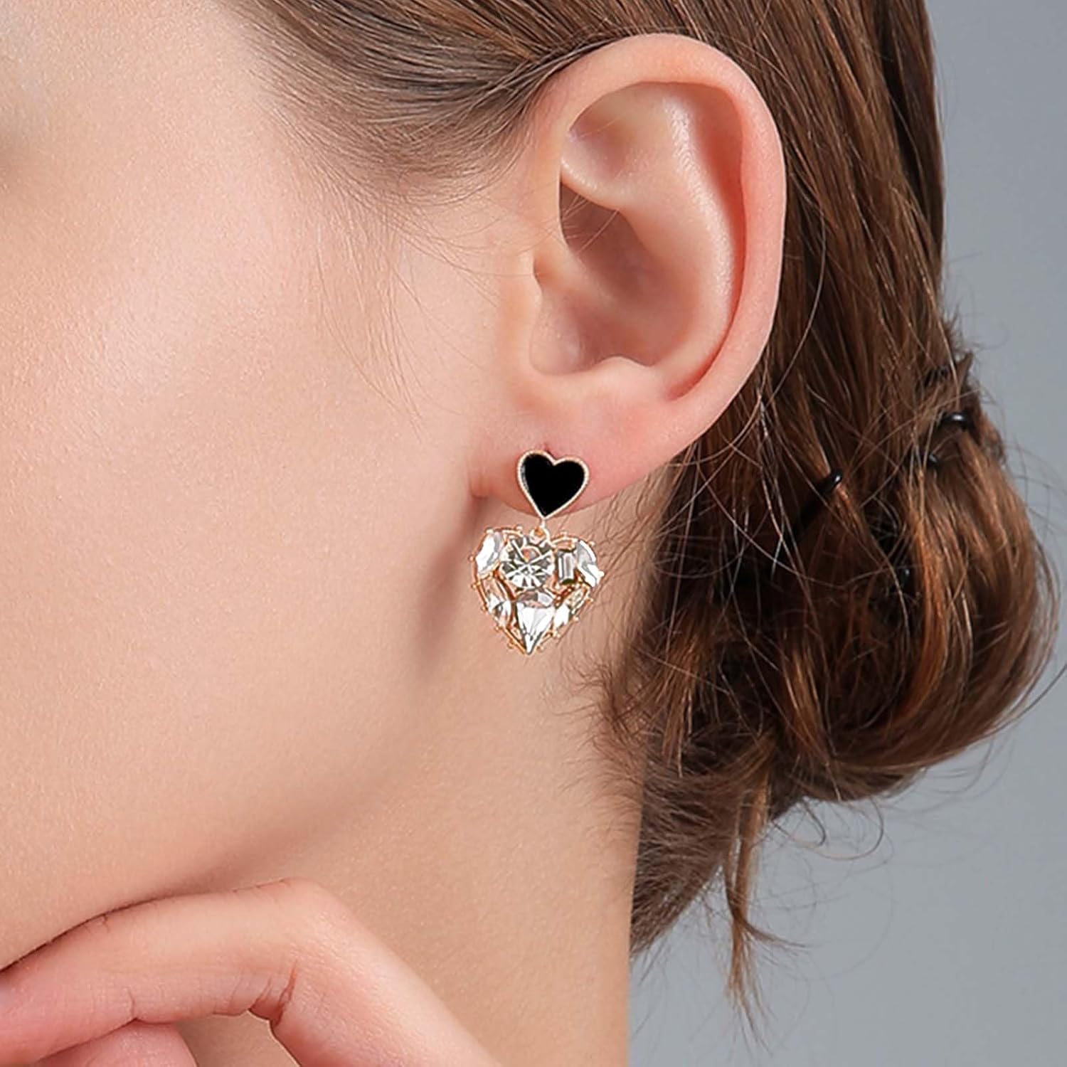 W WEILIRIAN Vintage Crystal Heart Earrings for Teen Girls Love Heart Drop Earrings Black Heart Stud Earrings Jewelry for Women Gifts - Image 7