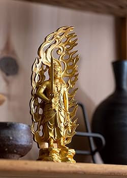 Amazon｜仏像 不動明王 15.5cm（金メッキ/24金） 仏師：牧田秀雲 原型