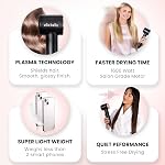 ELLA BELLA® Compact Plasma Hair Dryer, Advanced Plasma Technology Blow Dryer with Digital Display, Rapid Drying, Low Noise, & Luxury Velvet Travel Bag - Includes Diffuser & Nozzle- for All Hair Types