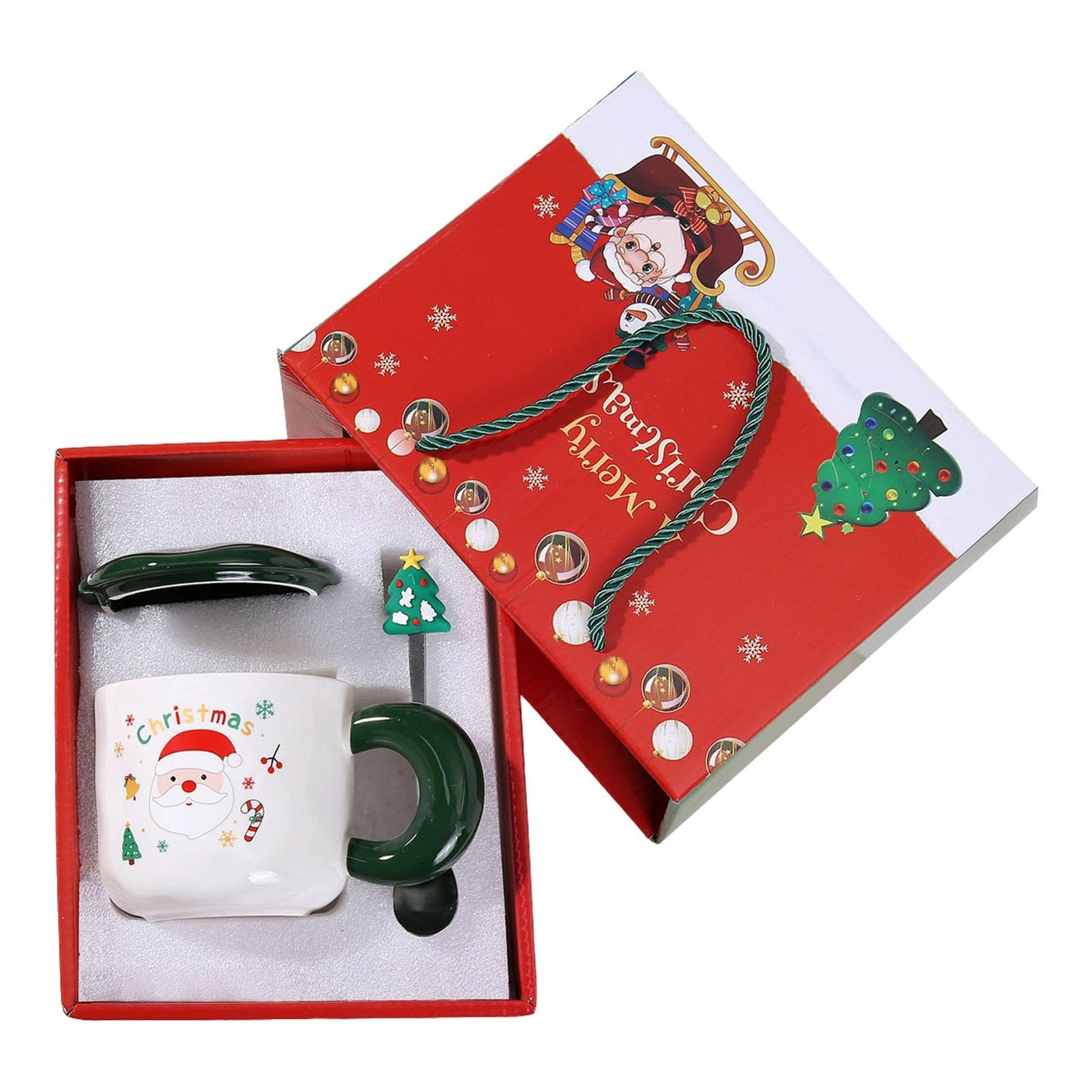 Tasses de Noël avec couvercle céramique Père Noël Vert tasse à lait