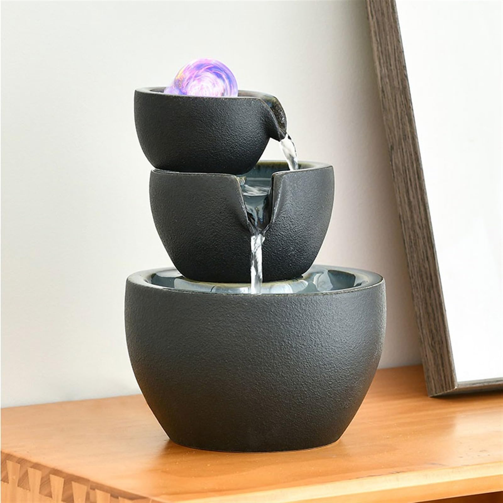 Fuente de Interior Fuente de circulación de cerámica pequeña for Mesa de Centro, Fuente de Agua de Escritorio, Adornos de Feng Shui for Sala de Estar, Entrada de Oficina Fuente de Mesa