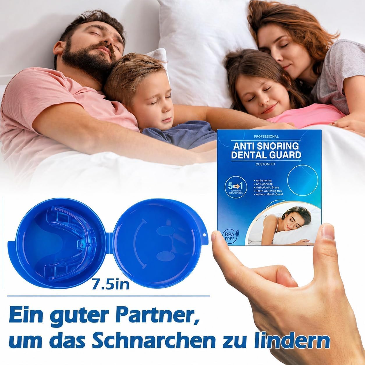 Schnarchstopper, Ergonomisch Schnarchschiene für Männer und Frauen, Effektiv Anti Schnarch Schiene Snoring Stopper, Kein BPA, Extra Weich, Gebrauchsfertig für Schnarchfreien Schlaf Nacht