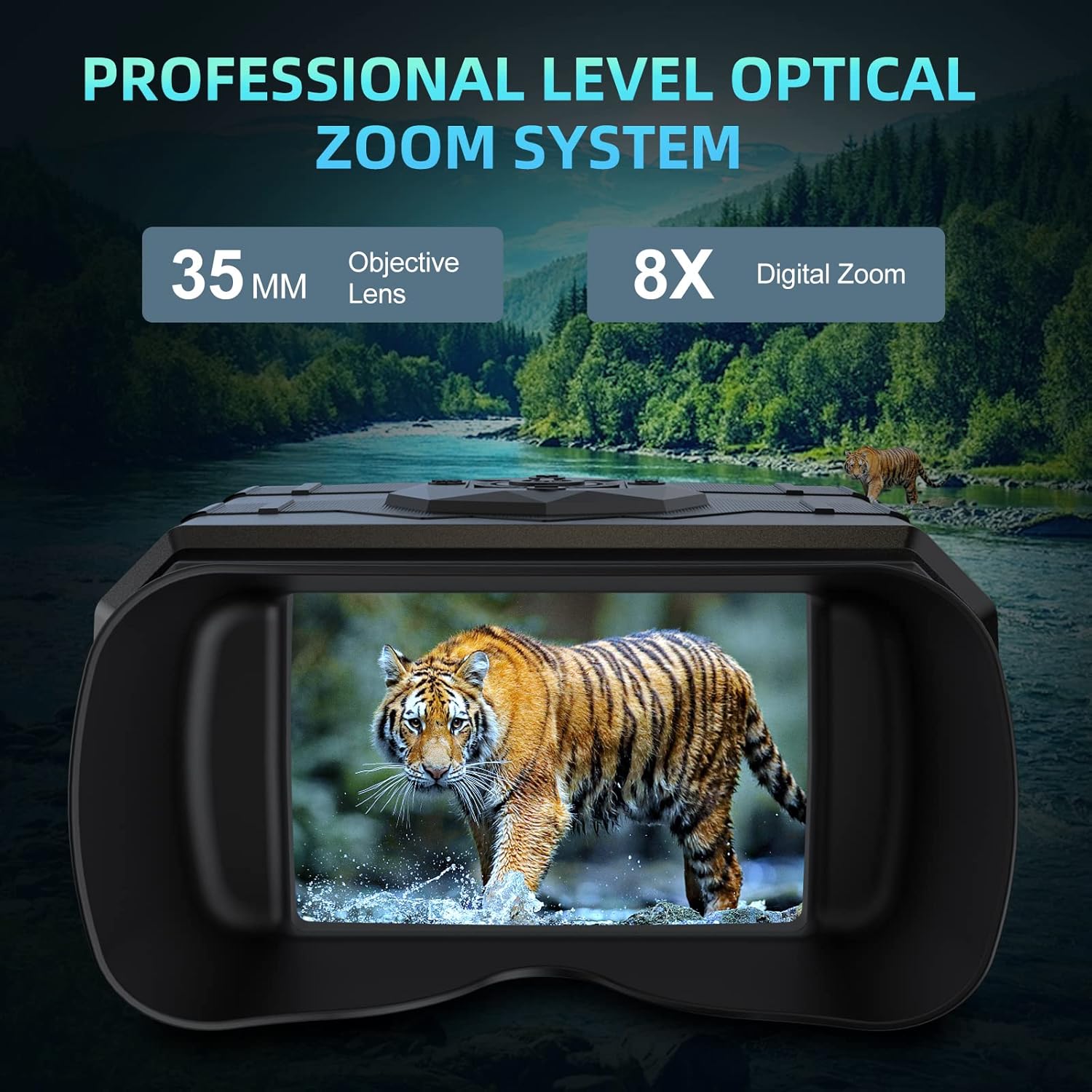 Night Vision Binoculars for Adults, 3.5'' HD Night Vision Goggles with 3000mAh Rechargeable Battery, 32GB TF Card for Photos and Videos, 8X Digital Zoom for Outdoor, Camping and Travel