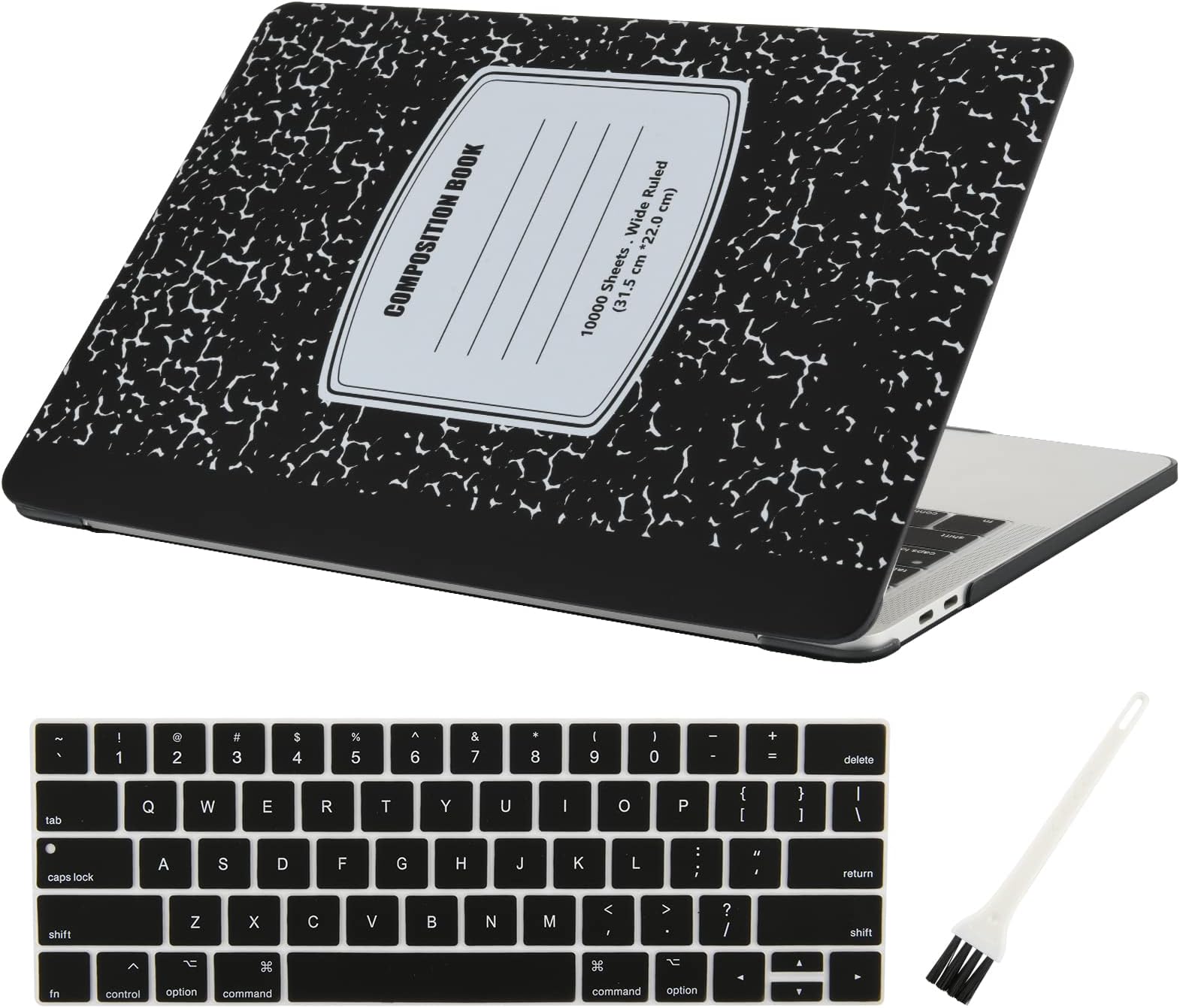 Laptop Plastic Hard Case MacBook Pro 13 Inch Matte Rubberized Hard Shell Sleeve Cover New MacBook Pro 13 Inch Case A2159 A1989 A1706 A1708 with Keyboard Cover and Dust Brush (Notebook Pattern-Black)