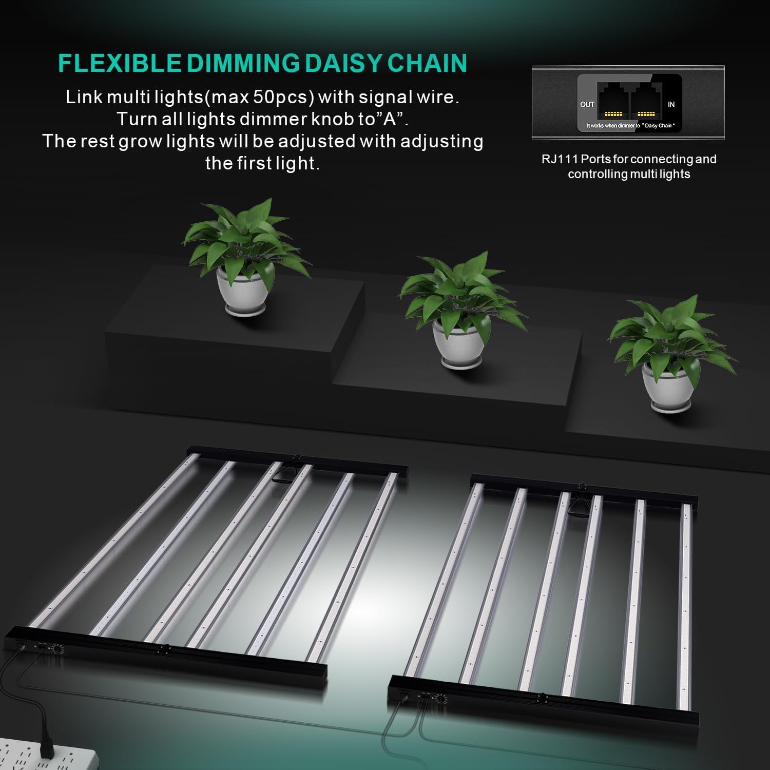 720W LED Grow Lights, Full Spectrum Grow Light, Daisy Chain Plant Bar Style Grow Light Foldable & Dimmable for Growing Commercial Hydroponic Growing Lamp 5x5ft Core Coverage (ZWD-DT-720)