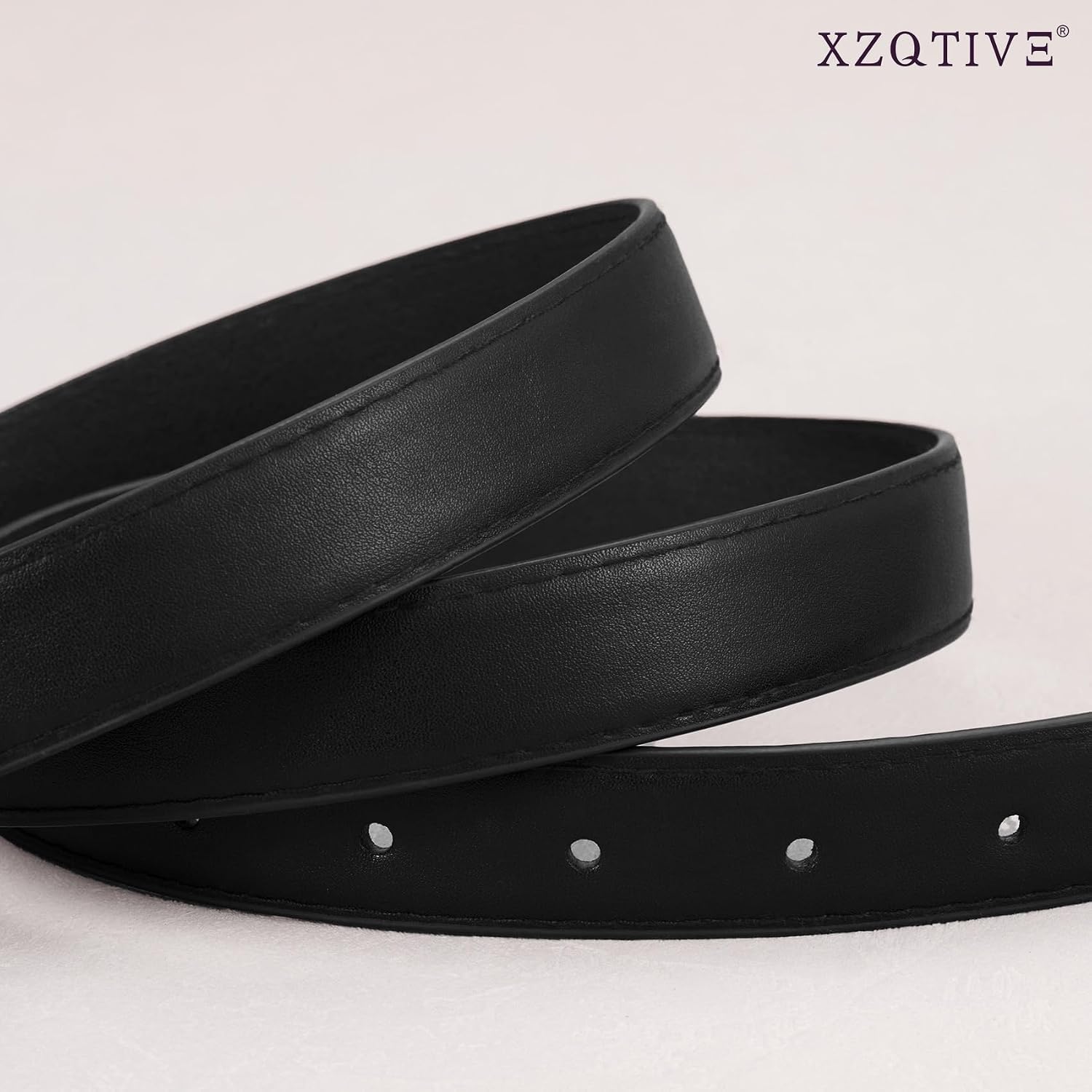 XZQTIVE Casual Leather Thin Belt for Women Fashion Ladies Waist Dress Belt for Jeans Pants with Silver Buckle