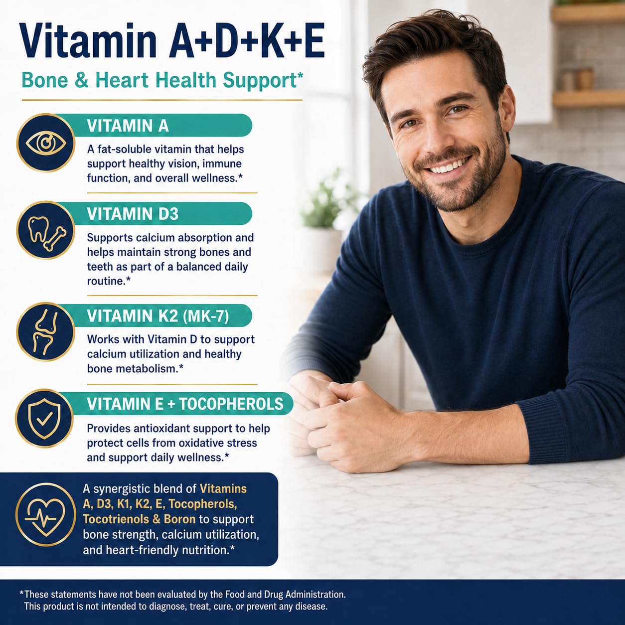 Totaria Vitamins A-D-K-E Softgels Supplement, 5000 IU VIT D3 with Vitamins A, E (Tocopherols & Tocotrienols), K (K1 + K2) - Full Spectrum Vitamin E for Heart, Bone Health and Immune Support — Amazon image 4