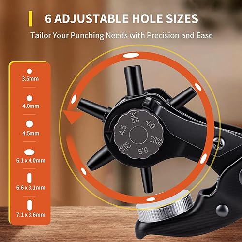 Miniatura 10 de XOOL Kit de herramientas con ojales, herramienta de perforación de artesanía en cuero, 1/2" y 3/8