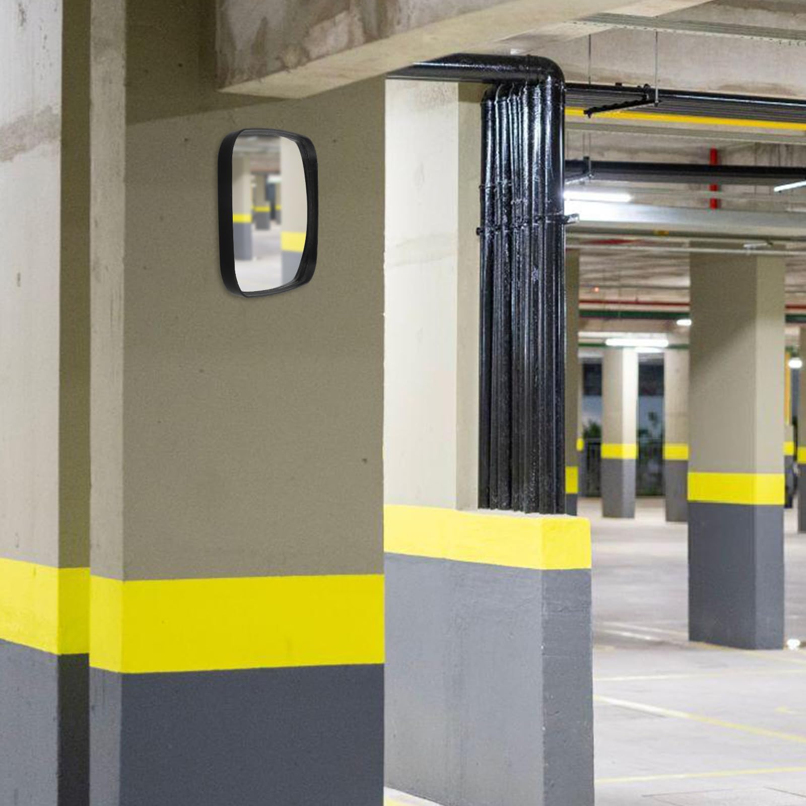 Miroir D'angle Vue Grand Angle Haute Définition Carré Convexe en Plastique Noir de Sécurité pour Surveillance pour Parking et Entrepôt