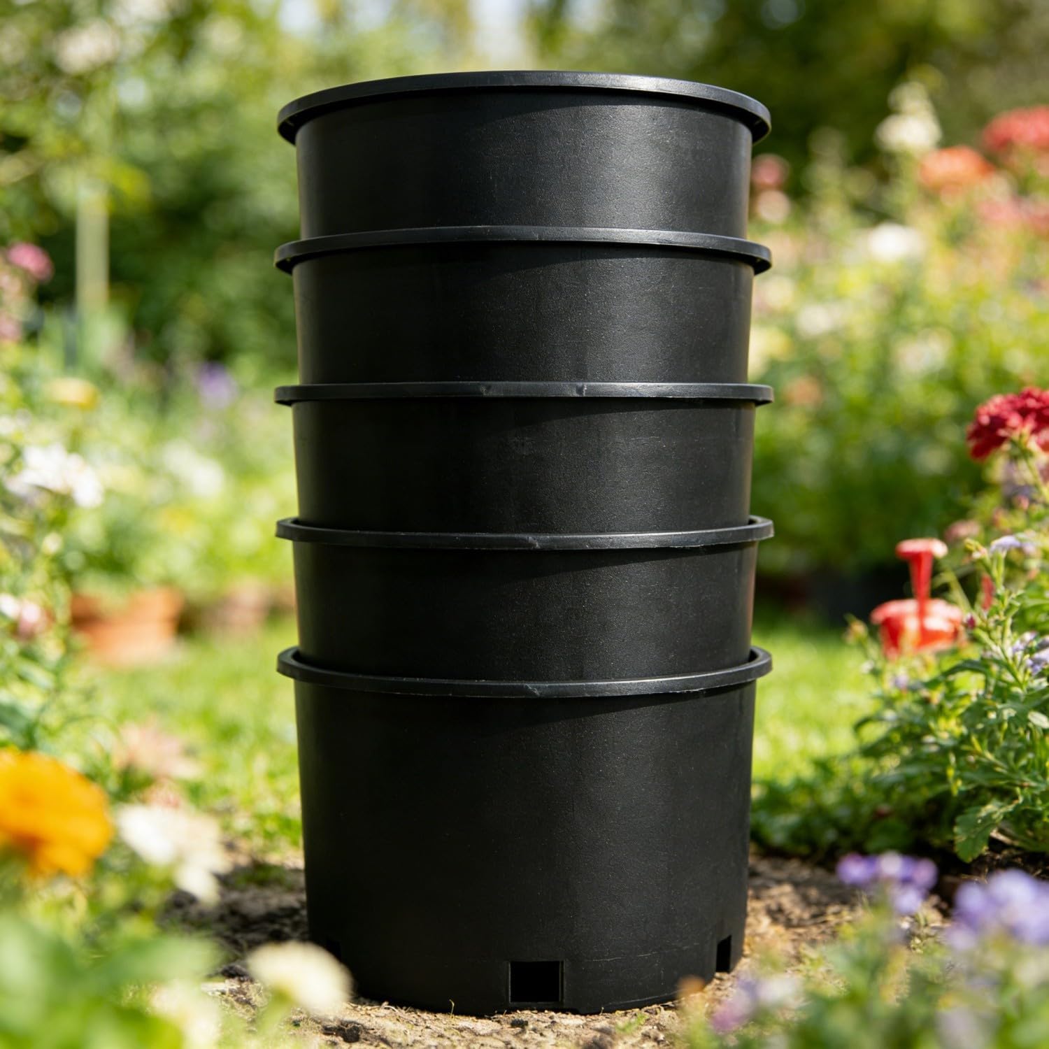 5 Gallon Wide Rim Nursery Pots (Set of 5) - Durable Round Plastic Garden Planters with Drainage Holes for Indoor & Outdoor Use