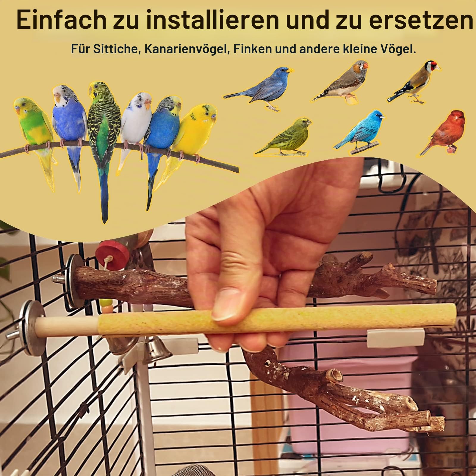 S&X 12 x große, geschliffene Sitzstangenabdeckungen für Sittiche, Lovebirds, Papageien, Finken, Kanarienvögel, große Sitzstangenabdeckungen, 1,9 cm Durchmesser x 22,9 cm Länge