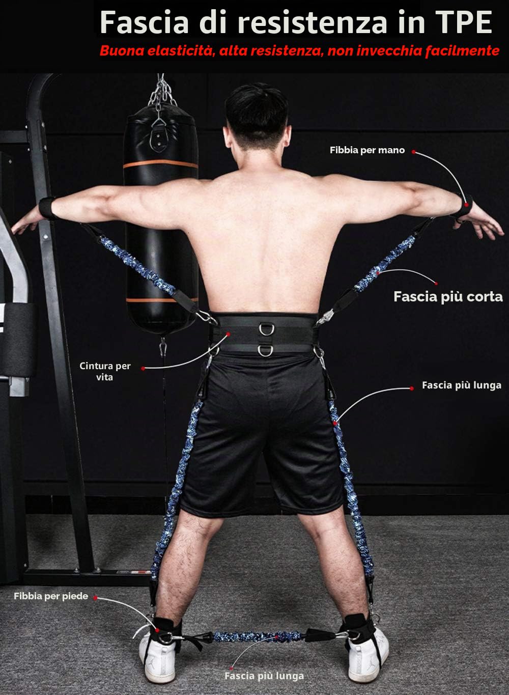 Set di fasce di resistenza da boxe per velocità e agilità, fasce per allenamento alla caviglia, gambe e caviglie per allenamento di resistenza, per migliorare la potenza esplosiva
