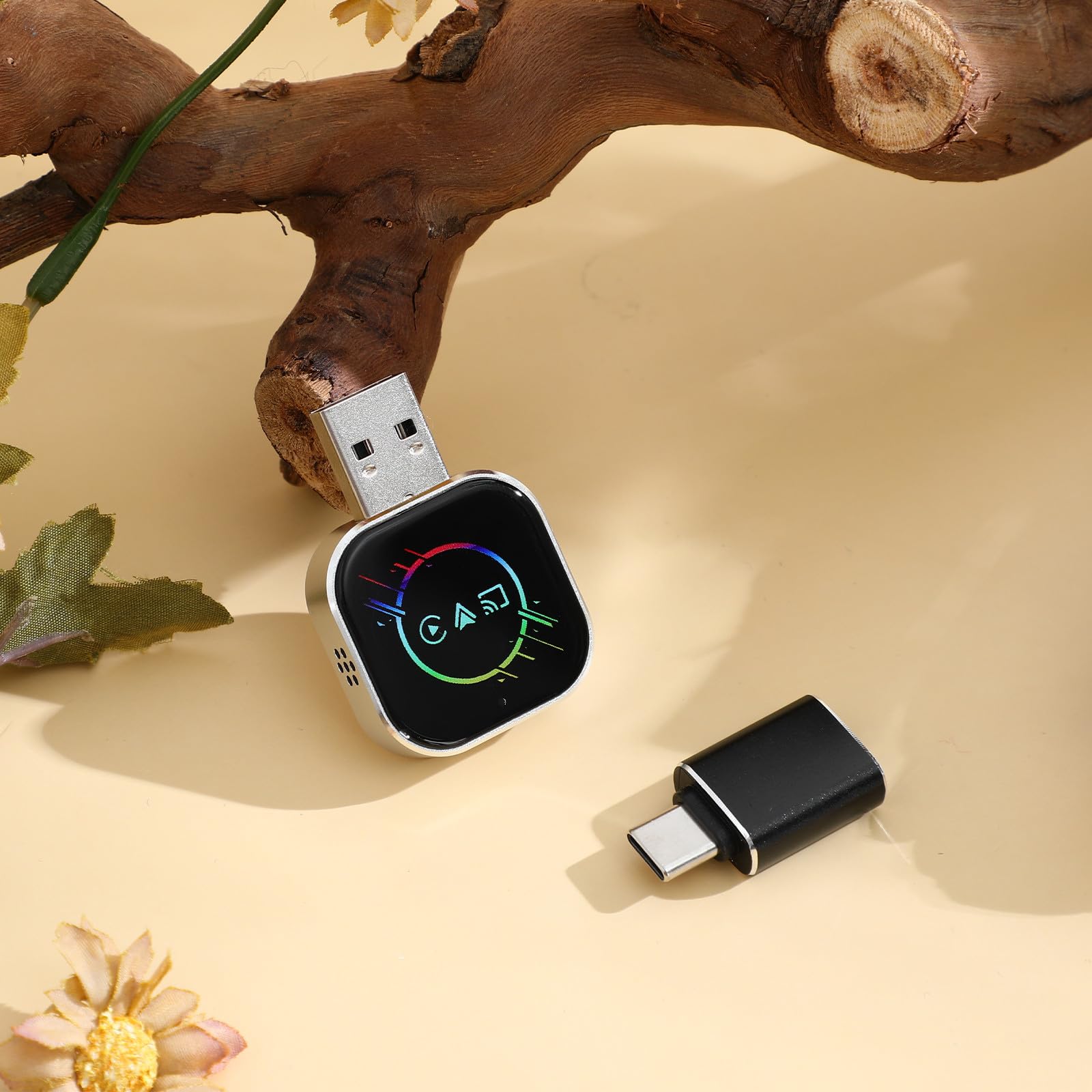 Alasum Adattatore Wireless per Auto 3-in-1 con Connettore USB a C, Mirroring dello Schermo Stabile e Integrazione Vocale per Navigazione e Streaming Multimediale