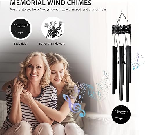 Miniatura 2 de Campanillas de viento, carillón de viento al aire libre de 39 pulgadas, letrero de mariposa conmemorativo con 6 tubos de aleación de aluminio,