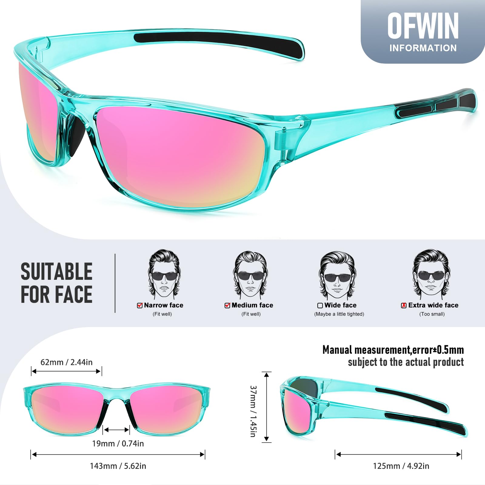 Occhiali da sole sportivi polarizzati per uomini e donne occhiali da sole avvolgenti occhiali da sole pesca ciclismo guida corsa protezione UV