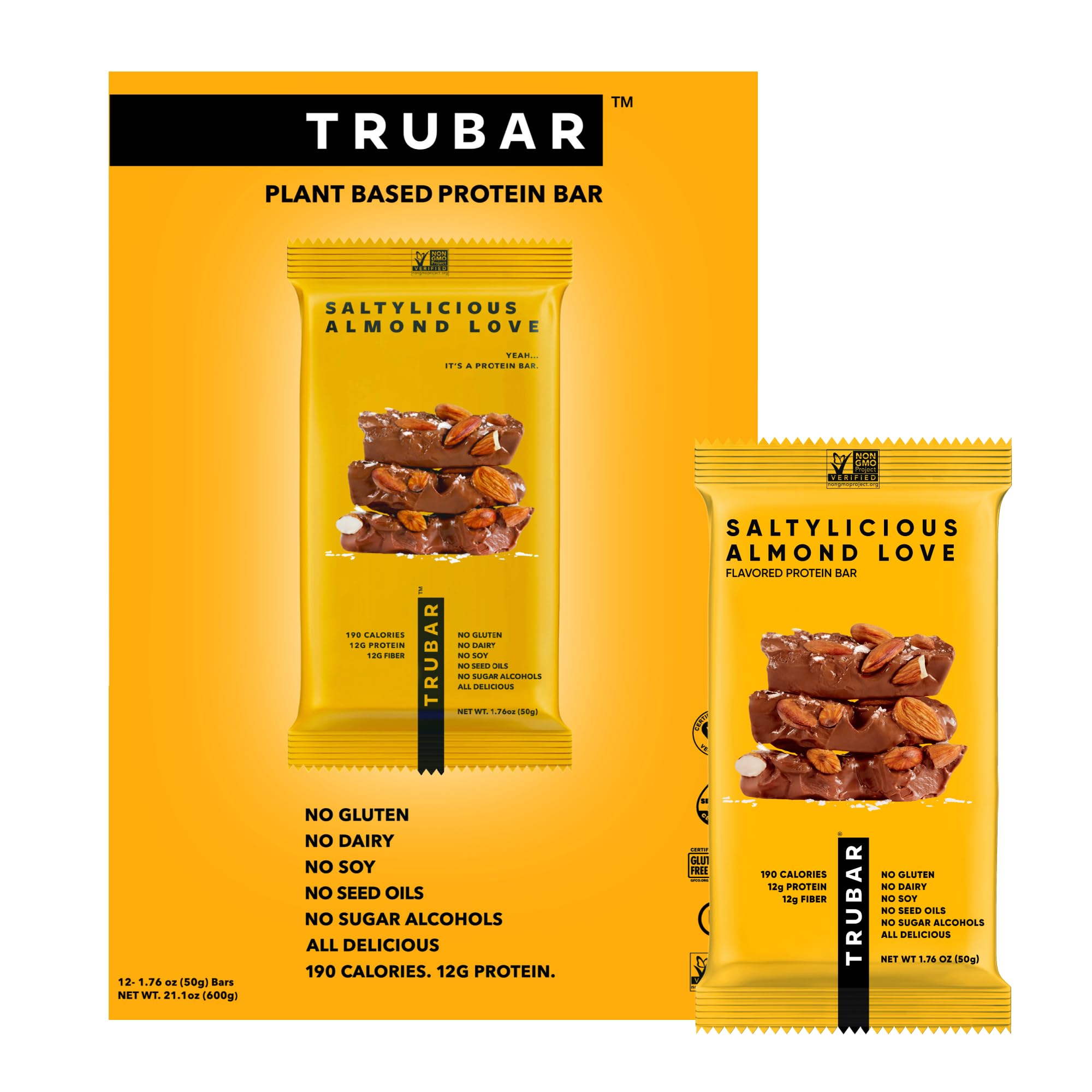 TRUBAR Vegan Protein Bar, Oh Oh Cookie Dough, Gluten Free, Plant Based Protein, Dairy Free, Non GMO, Soy Free, No Sugar Alcohols, 12G Protein, 13G Fiber, Healthy on the Go Snack Bars, 12 CT — Amazon image 20