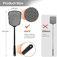 Vista 7 de Fly Swatters-Begonia - Matamoscas gruesos flexibles y resistentes con pala más grande, color negro, paquete de 6