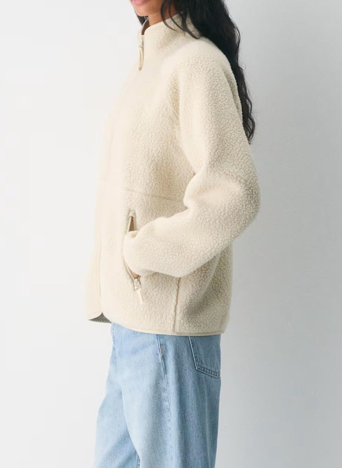 Xaspee Fleece Jacket Women Full Zip Up Sherpa Fuzzy Jackets Coats Casual Long Sleeve Sweatshirts Trendy with Pockets - Image 2