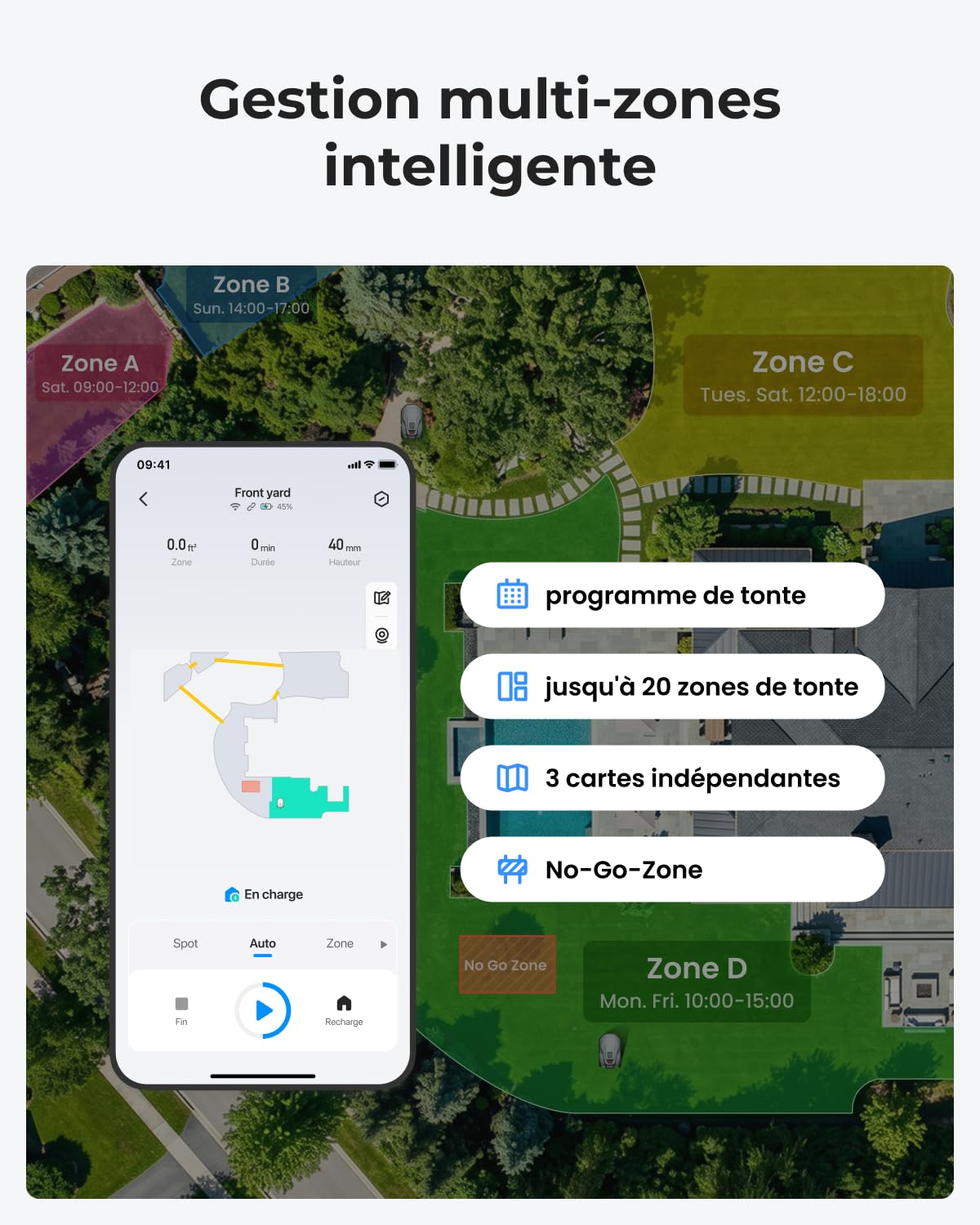 TerraMow V600 Robot Tondeuse avec Garage, Technologie Tri-AI Vision, sans Fil Périphérique ni RTK, Cartographie Automatique, jusqu'à 600㎡, Navigation Visuelle, Évitement d'Obstacles IA