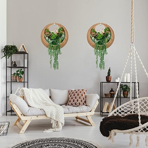 Miniatura 4 de Suculenta artificial colgante plantada en cesta tejida para decoración de pared bohemia y corona de puerta, plantas falsas para decoración de pared