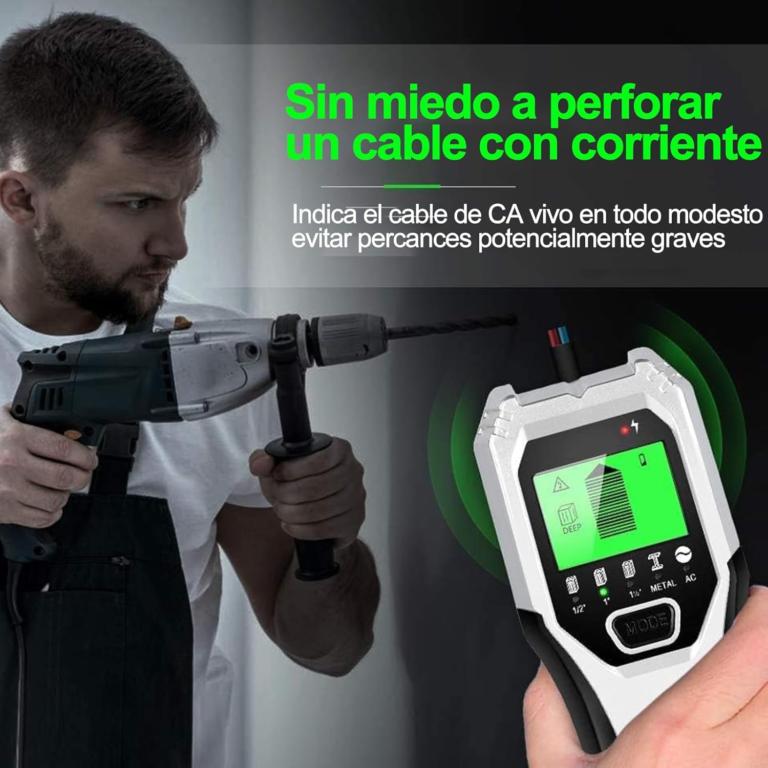 FOLAI Rilevatore da parete 5 in 1 Scanner da parete con sensore a bullone, Multifunzionale Stud Finder con schermo LCD e avviso di suono, per rilevare tubi metallici, tre tipi di legno e AC