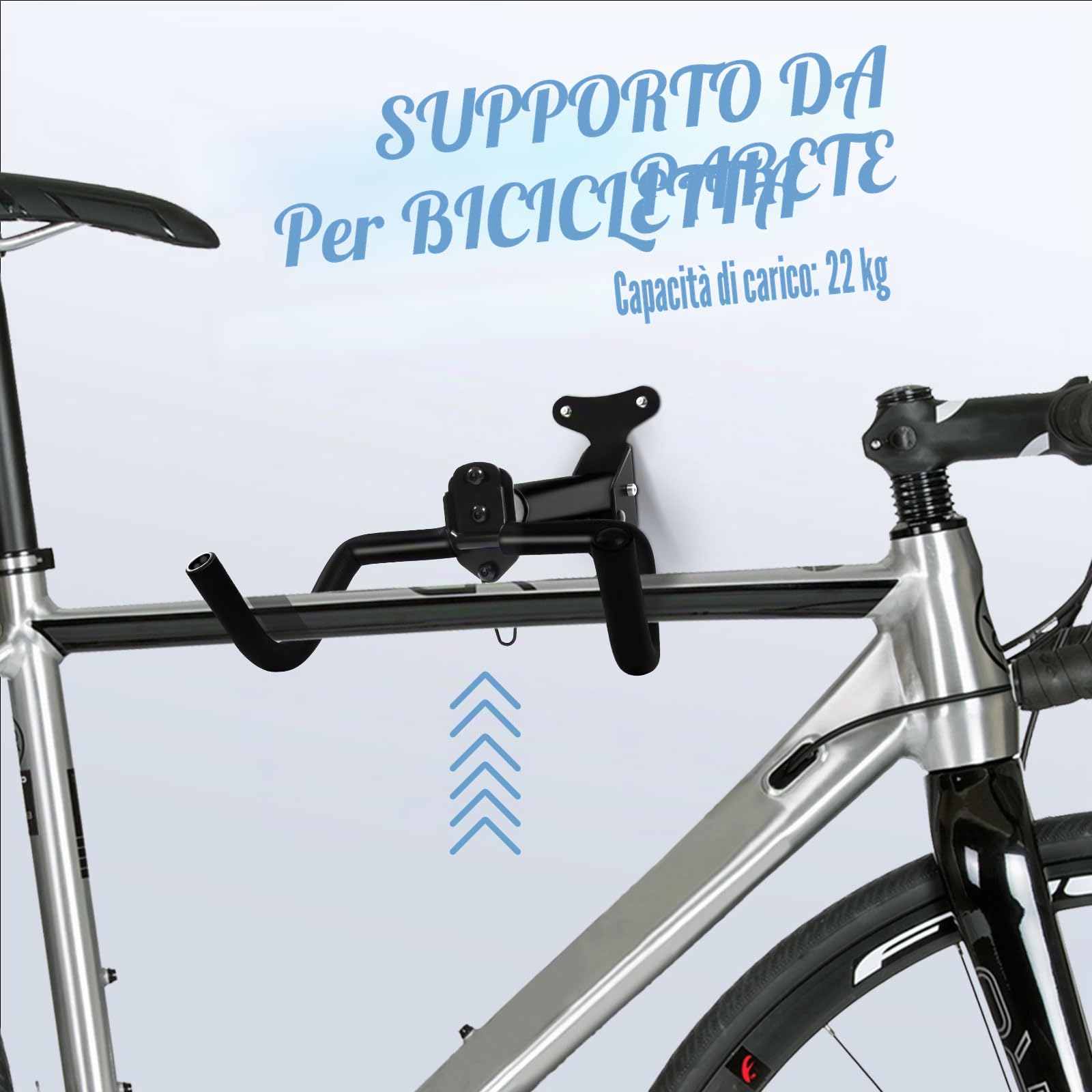 Portabici da Muro Regolabile, Capacità di Carico 22 kg, Supporto in Metallo Robusto