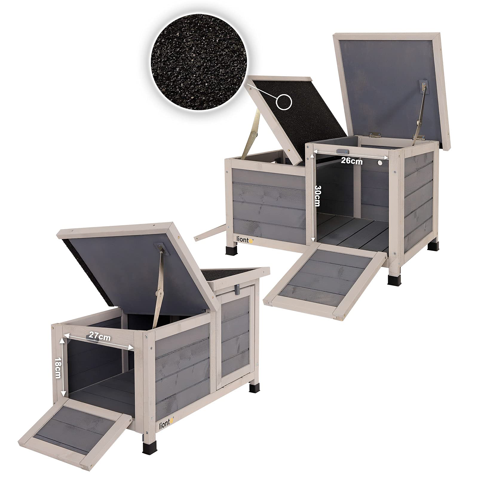 lionto Conejera de Madera caseta Exterior para Mascotas pequeñas cobertizo 70x43x45 cm