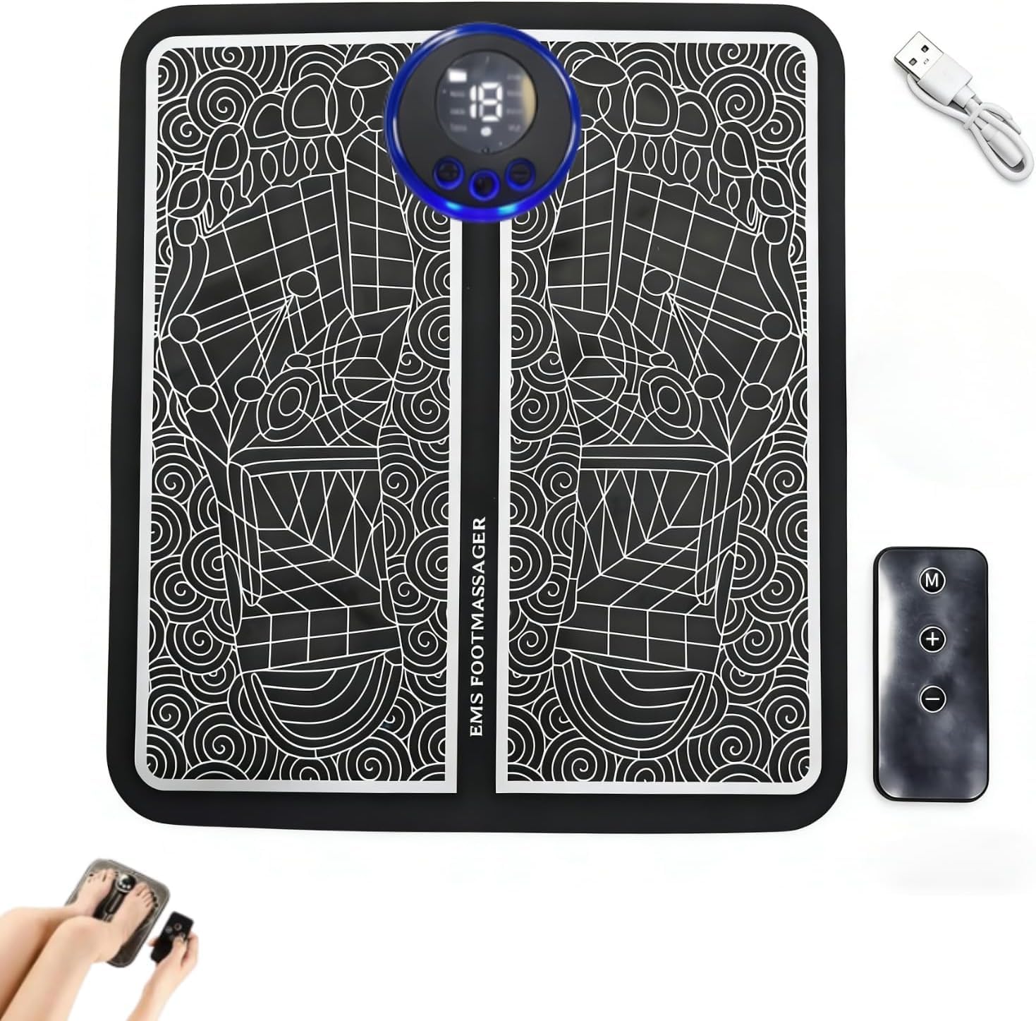 Foot Massager with Remote Control, Foot Stimulating Massage Mat Improves and Promotes Muscle Stimulator, 8 Modes 19 Levels, Foot Mat System for Pain Relief (KTR-4034)