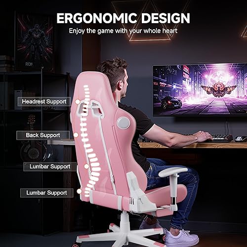 Miniatura 3 de GTPLAYER Silla para videojuegos, silla de jugador con Bluetooth y respaldo ajustable, sillas de computadora de altura ajustable con reposabrazos 3D,