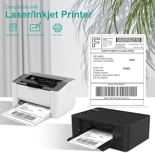 Miniatura 71 de MFLABEL 2x4 Shipping Labels - 25 Sheets (250 Labels) for Laser & Inkjet Printers, 10-UP FBA Address Stickers, Matte White Self-Adhesive Mailing