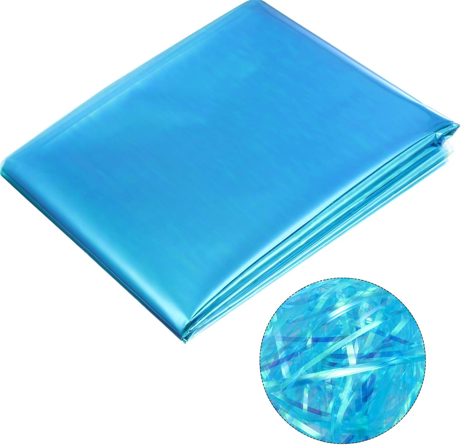 39 x 138 Inch Valentine's Day Cellophane Wrap Paper Iridescent Film Paper, 11.5 Feet with 30 g Iridescent Film Shreds Strands Wrap Confetti for Basket Filling DIY Wrapping Decoration Supply (Blue) : Health & Household