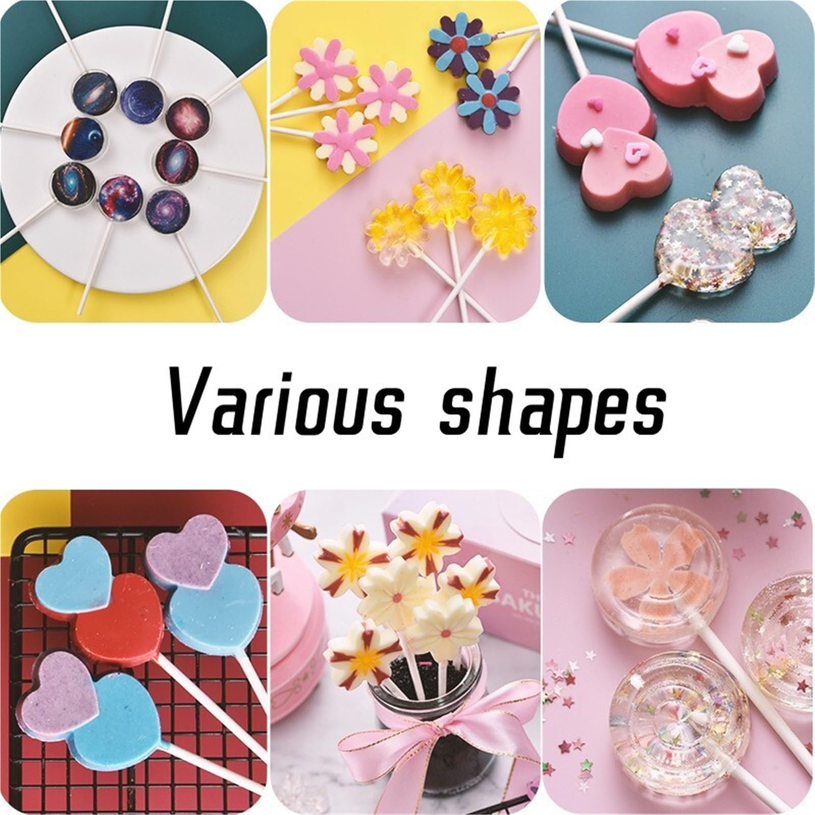 7 pezzi di stampo in silicone rotondo a forma fiore carino for lecca-lecca, caramelle, cioccolato, sapone, teglia Per La Produzione Del Cioccolato