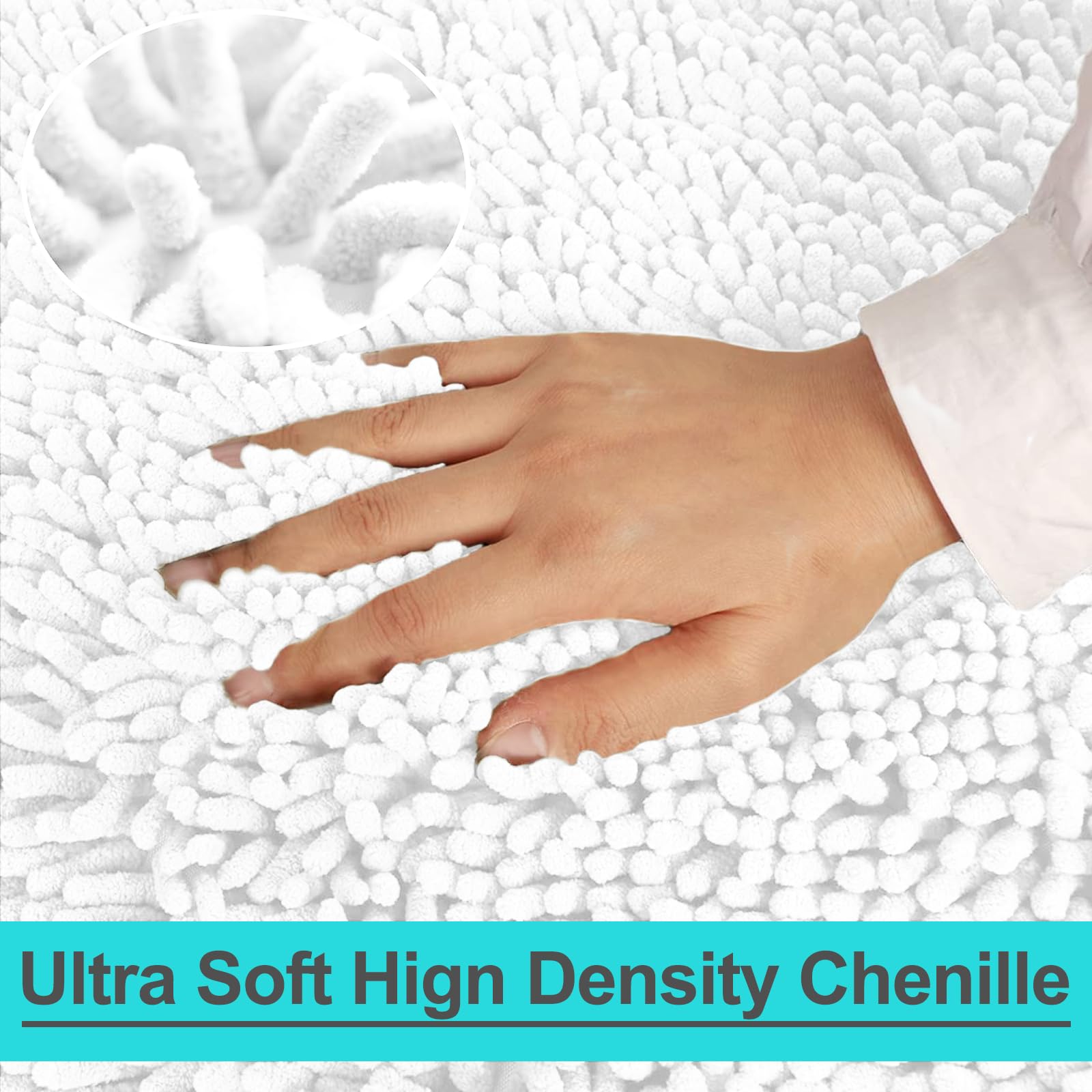 RUN HELIX Chenille Bath Mat, Non Slip Extra Soft Bath Toilet Mat 3 Pieces, Super Absorbent Bath Rug for Bathroom Bedroom - Image 4