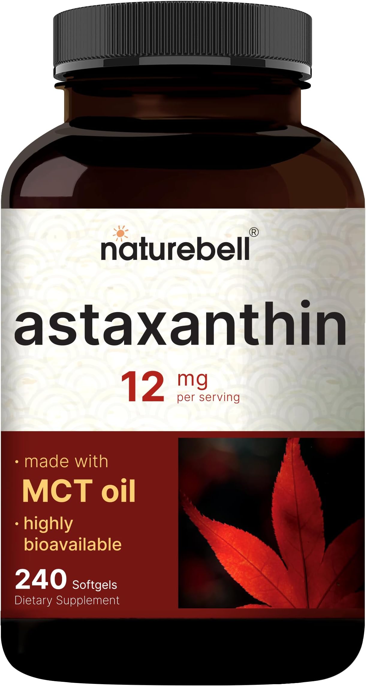Astaxanthin 12mg, 120 Softgels, Made with Astax (Max Strength from MicroAlgae), Natural Antioxidant for Skin & Eye Health - Non-GMO & No Gluten, 4 Month Supply