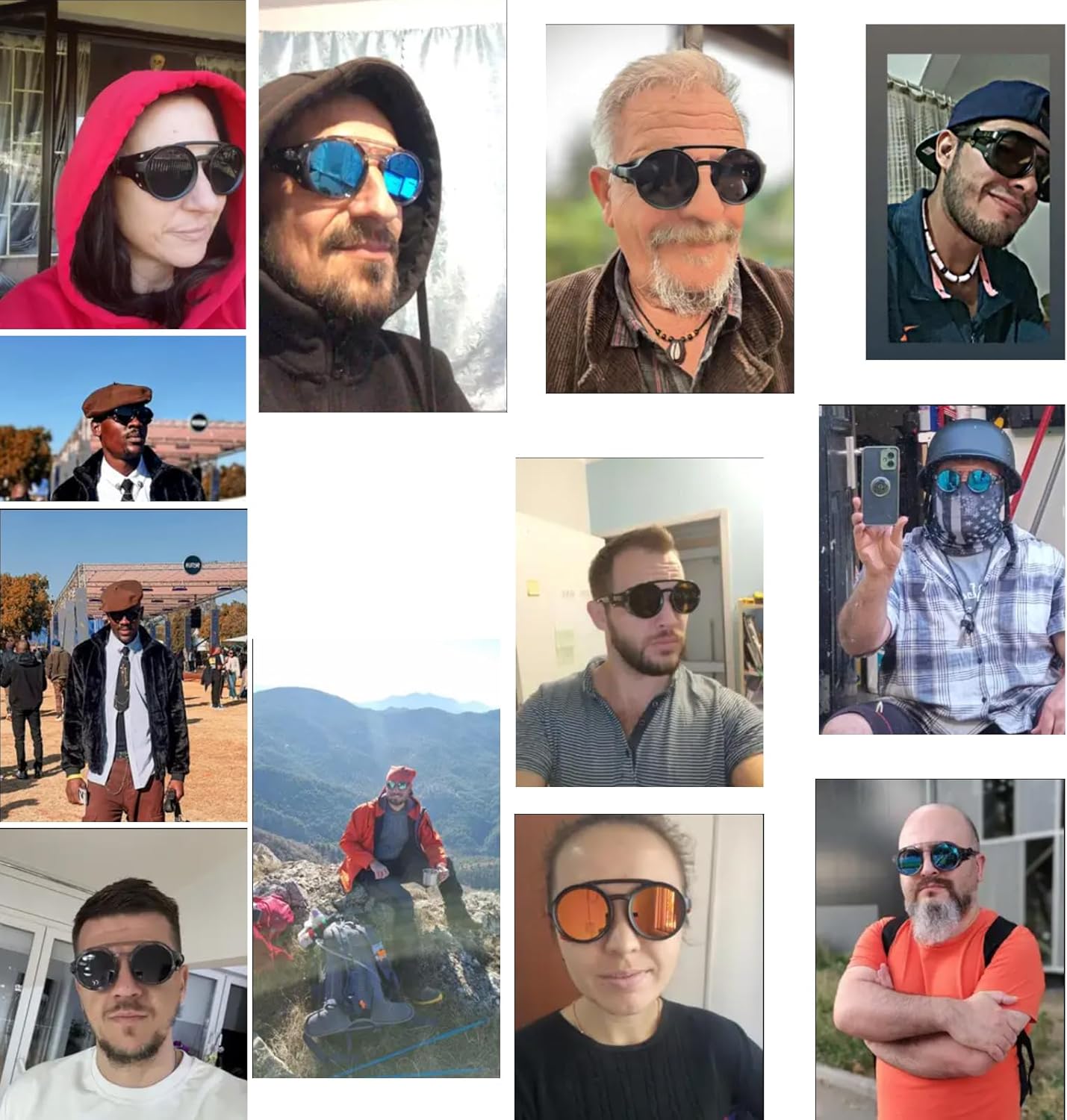 Classic Steampunk Style Round Vintage Sunglasses Retro Eyewear Women Men With Leather Side Glasses - Image 3