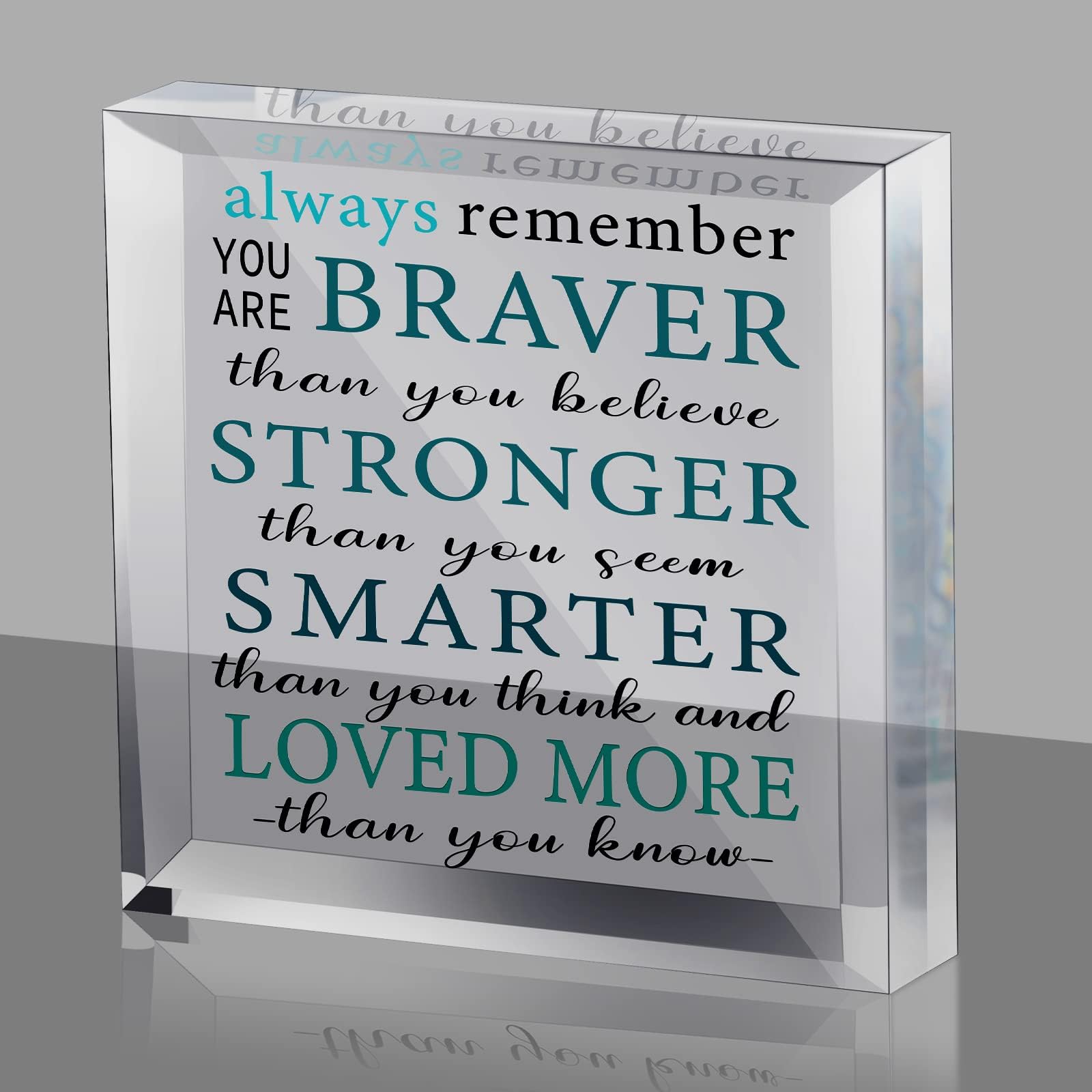 Always Remember You Are Braver Than You Think Inspirational Christian Gift for Women Sunflower Acrylic Plaque Religious Gift Keepsake Home Office Decor(Classic Style,Black, Green)