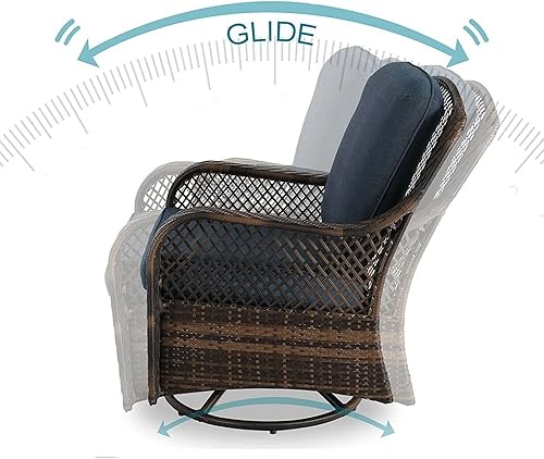 Miniatura 5 de Saranya 18 Shop New Brown Modern 3 PCS Outdoor Swivel Rocker Patio Chairs Cushions Furniture Sofa Sectional Rattan Couch Wicker Conversation Living