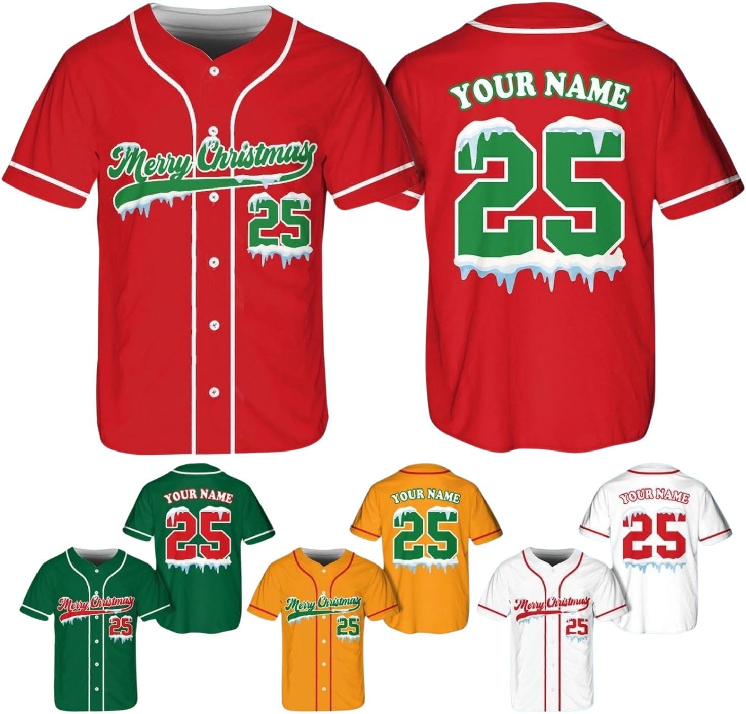 Personalized Christmas Baseball Jersey - Custom Merry Christmas Family Group Matching Jersey, Holiday for Baseball Lovers A2 White