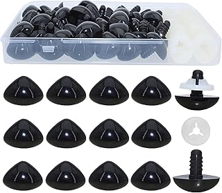 1BOX(30PCS) 22 x 26.5mm Large Black Plastic Triangle Shape Safety Nose with Sturdy and Precise Plastic Washers for Plush Animal Making Craft