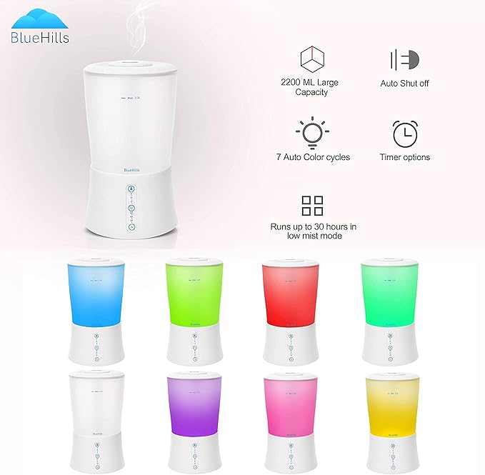 Difusor de Aromas BlueHills 2000 ML con Luces LED y Humidificador miniatura 7