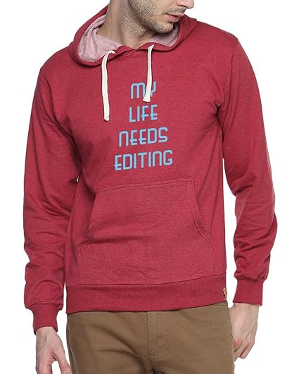 Black Mens Printed Hoodie