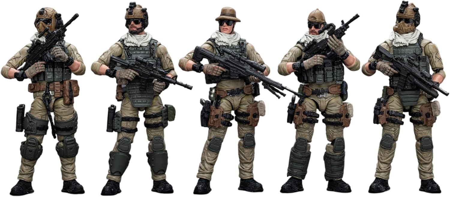 JOYTOY 1/18 Action Figure Military Hardcore Coldplay U.S. Army Delta Assault Squad Set of 5 Figures 3''Tall Movable Model Collectible Figurine