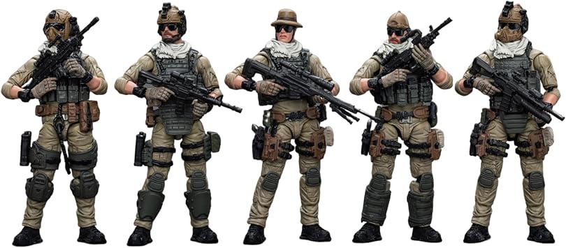 JOYTOY 1/18 Action Figure Military Hardcore Coldplay U.S. Army Delta Assault Squad Set of 5 Figures 3Tall Movable Model Collectible Figurine