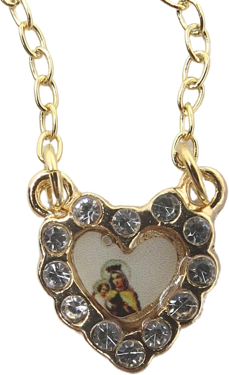 Needzo - Gold Tone Catholic Scapular with Our Lady of Mount Carmel - Sacred Heart of Jesus Full Color Image, Devotion Prayer Necklace Religious Gift for Baptisms, First Holy Communion, Birthday & more