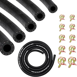 Tanbupu 6.6ft Fuel Line Hose Kit 5PCS + 50 Clamps | 3/16"-1/2" ID 300PSI SAE J30R7 NBR Rubber for Cars, ATVs, Small Engines