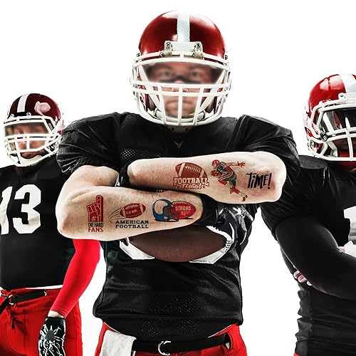 Miniatura 4 de Tatuajes de fútbol del Super Bowl, tatuajes temporales de fútbol americano, tatuajes falsos de fiesta de Super Bowl para niños y adultos, tatuajes