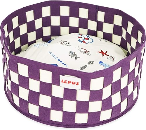 Miniatura 9 de SUSSEXHOME Pets - Cama redonda para gatos de 15.75 x 15.75 x 6.7 pulgadas, acogedora cama para gatos y perros pequeños, cojín interior decorativo