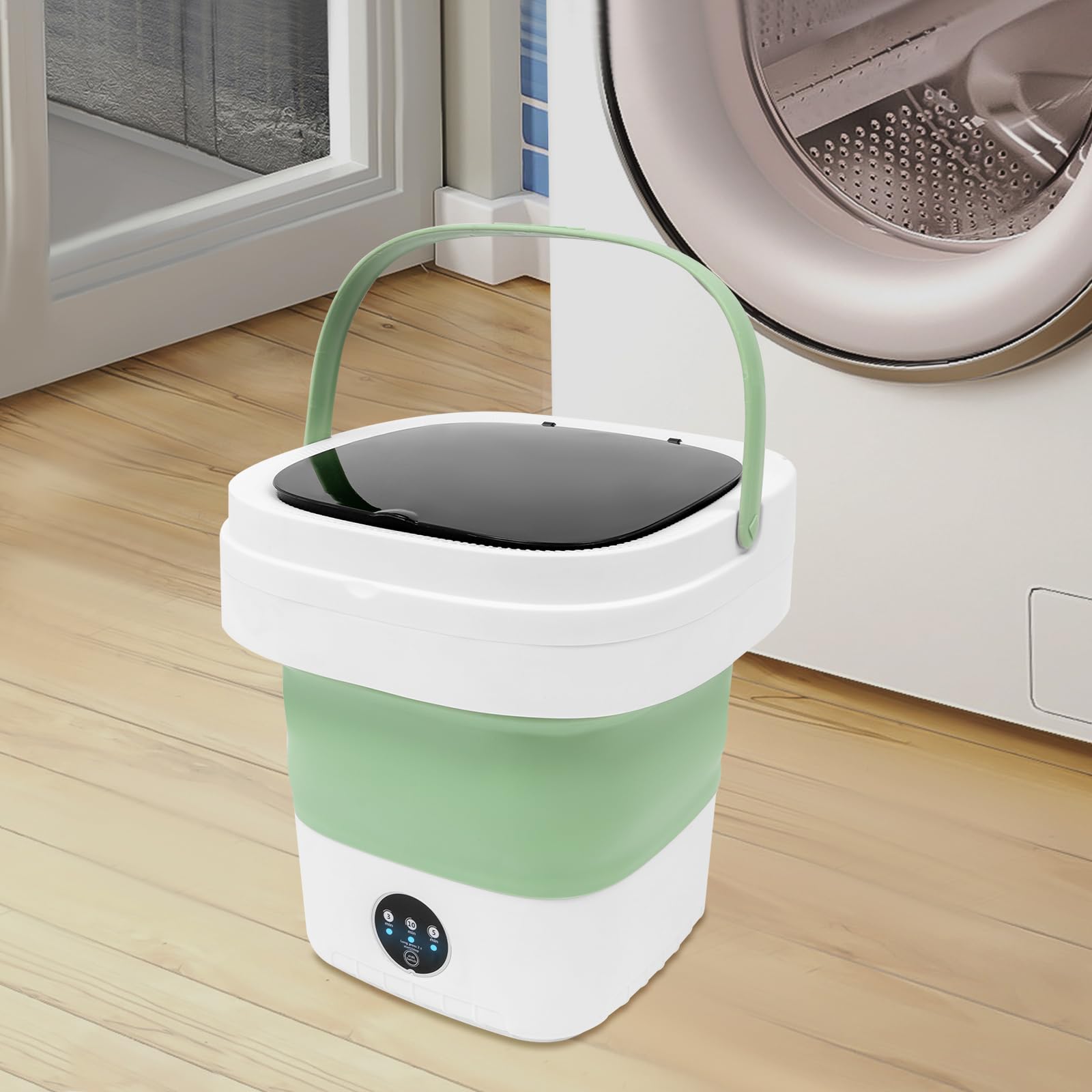Mini lavatrice, 12 l, 1,8 kg, pieghevole, con centrifuga, portatile, piccola lavatrice da viaggio per calze, biancheria intima, abbigliamento per bambini, touring, dormitorio (verde)
